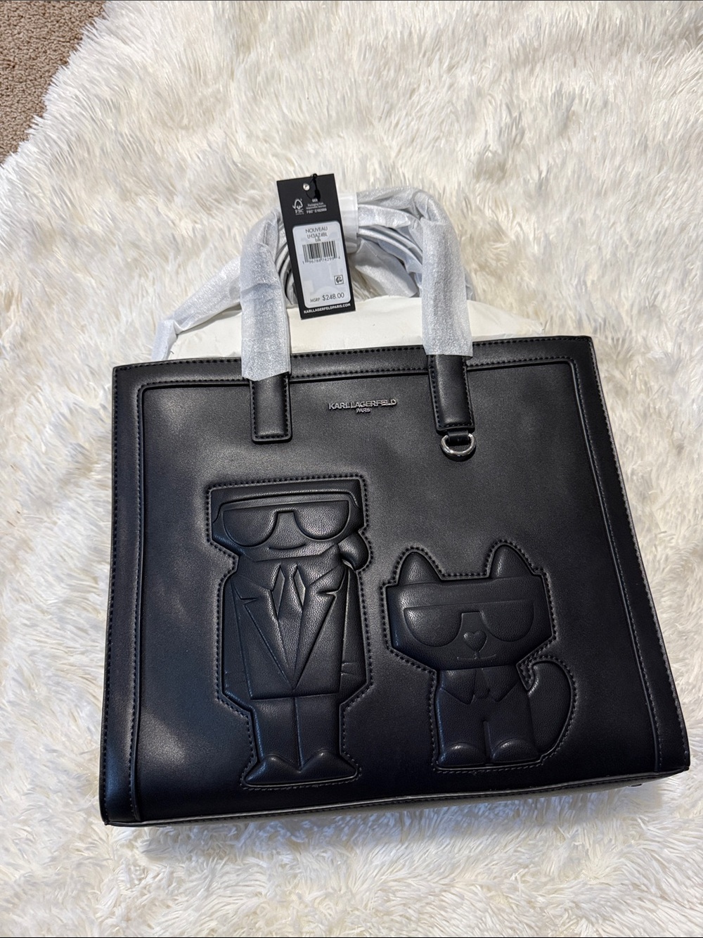 Karl Lagerfeld Black Embossed Ikonik Characters Tote